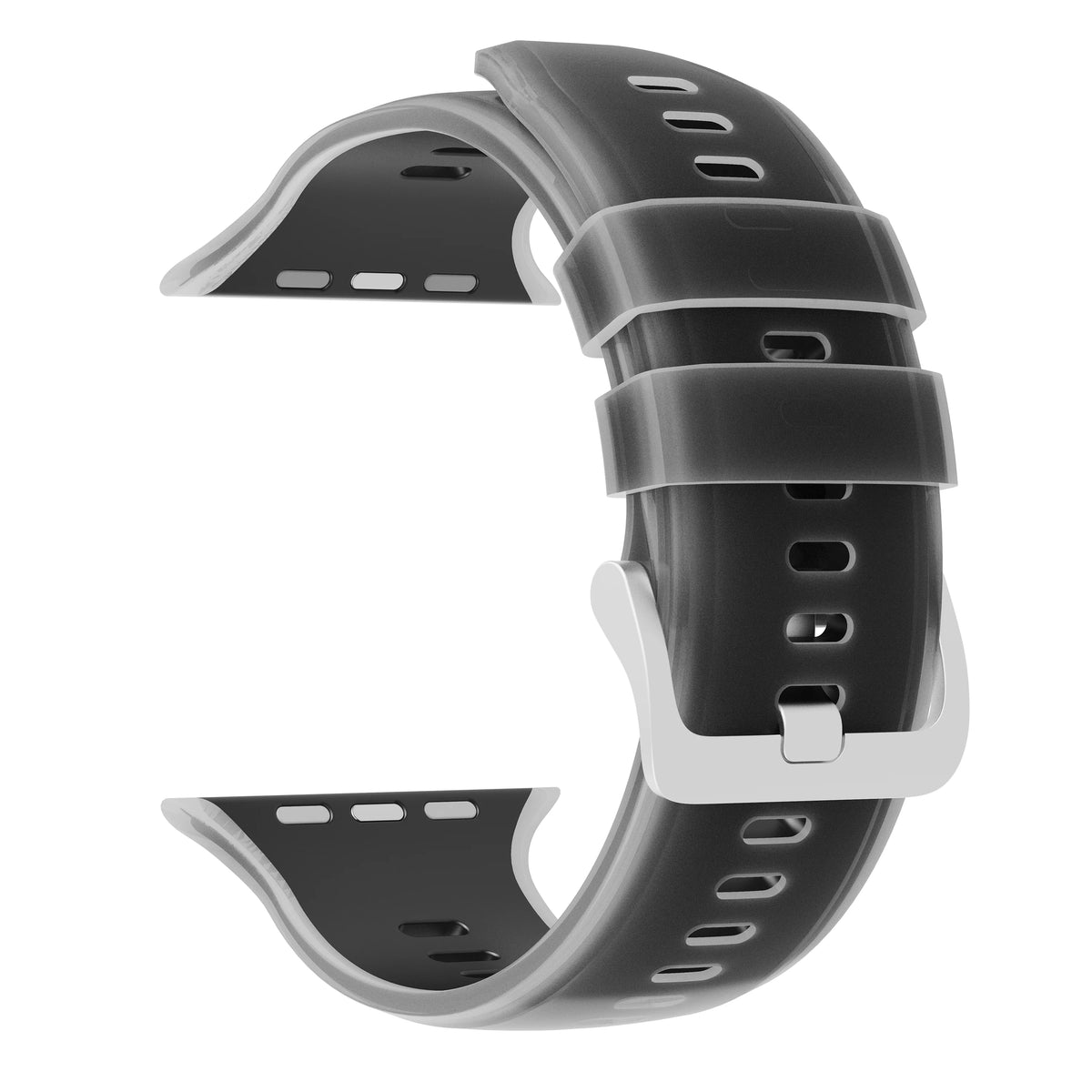 Dual-Layer Silicone Sport Band with Quick-Release Buckle for Apple Watch