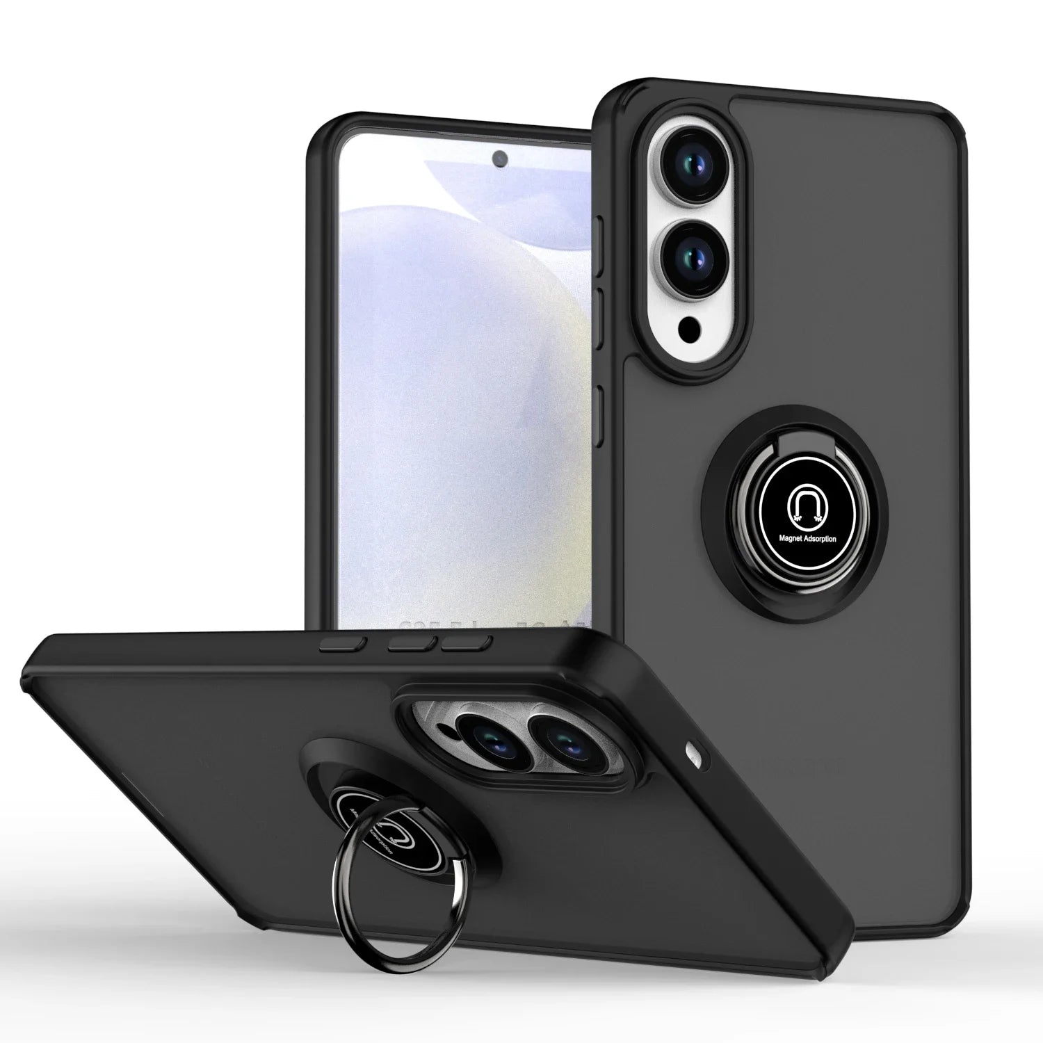 Shockproof Armor Matte Magnetic Case with Ring Stand for Samsung Galaxy S25 Edge