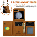 Crossbody Leather Wallet Case with Card Slots for Samsung Galaxy Z Flip 6
