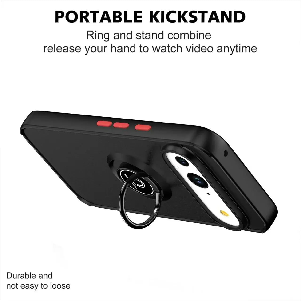 Shockproof Armor Matte Case with Built-in Ring Stand for Google Pixel 10 Series