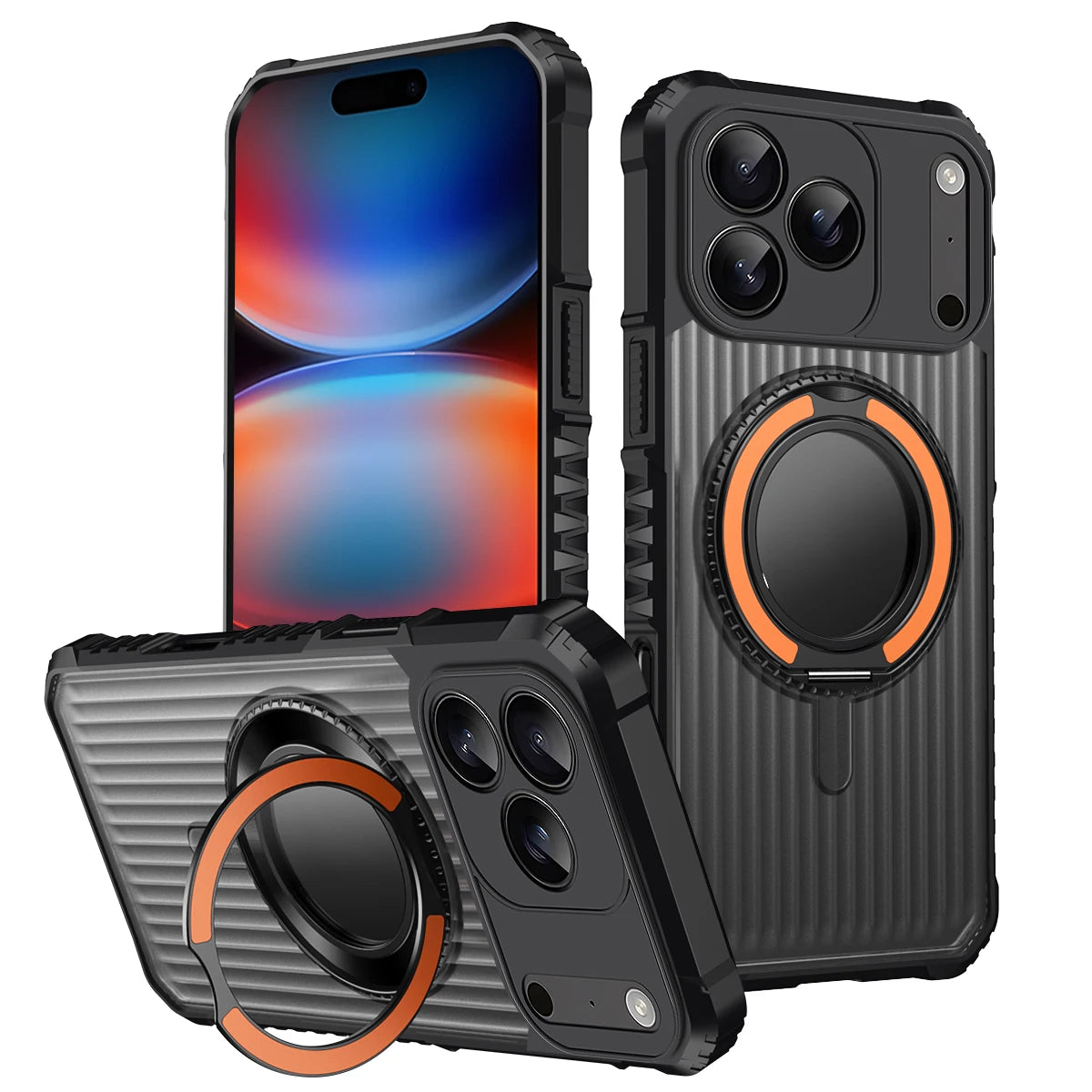 Shockproof Matte Stripe Armor Hard MagSafe Case for iPhone 17 Series