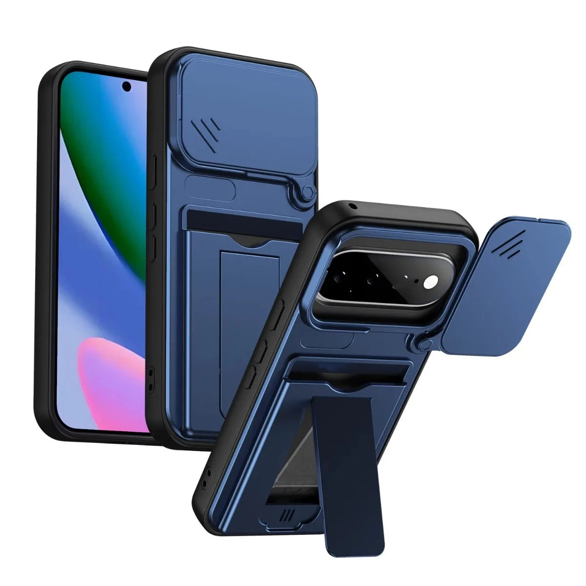 Matte Sliding Lens Protection Case with Fold-Out Kickstand for Google Pixel 11 Series