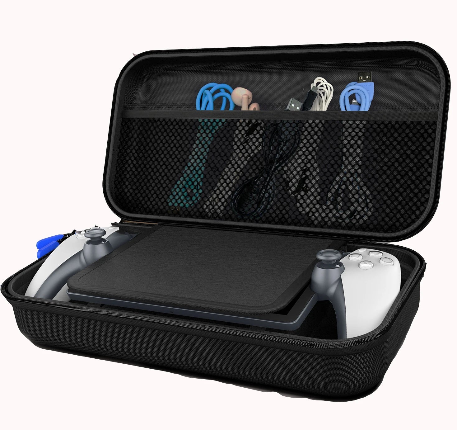 Rugged Carrying Case with Built-In Mesh Pocket for PlayStation Portal