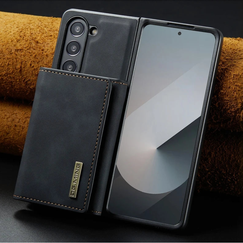 Samsung Galaxy Z Fold 7 Tri-Fold Magnetic Leather Case with Kickstand & Card Holder