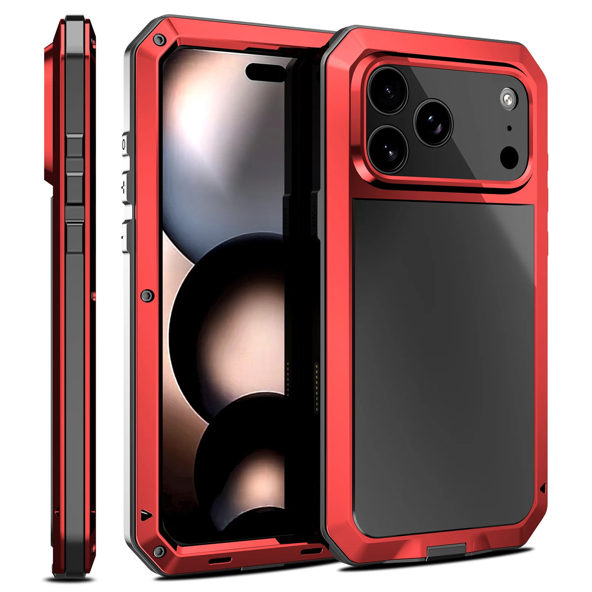 Heavy Duty Metal Case with Built-In Screen Protector for iPhone 18 Series