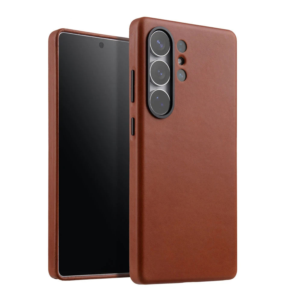 Luxury Oil Wax Leather Case with Magnetic Closure for Samsung Galaxy S25 Ultra