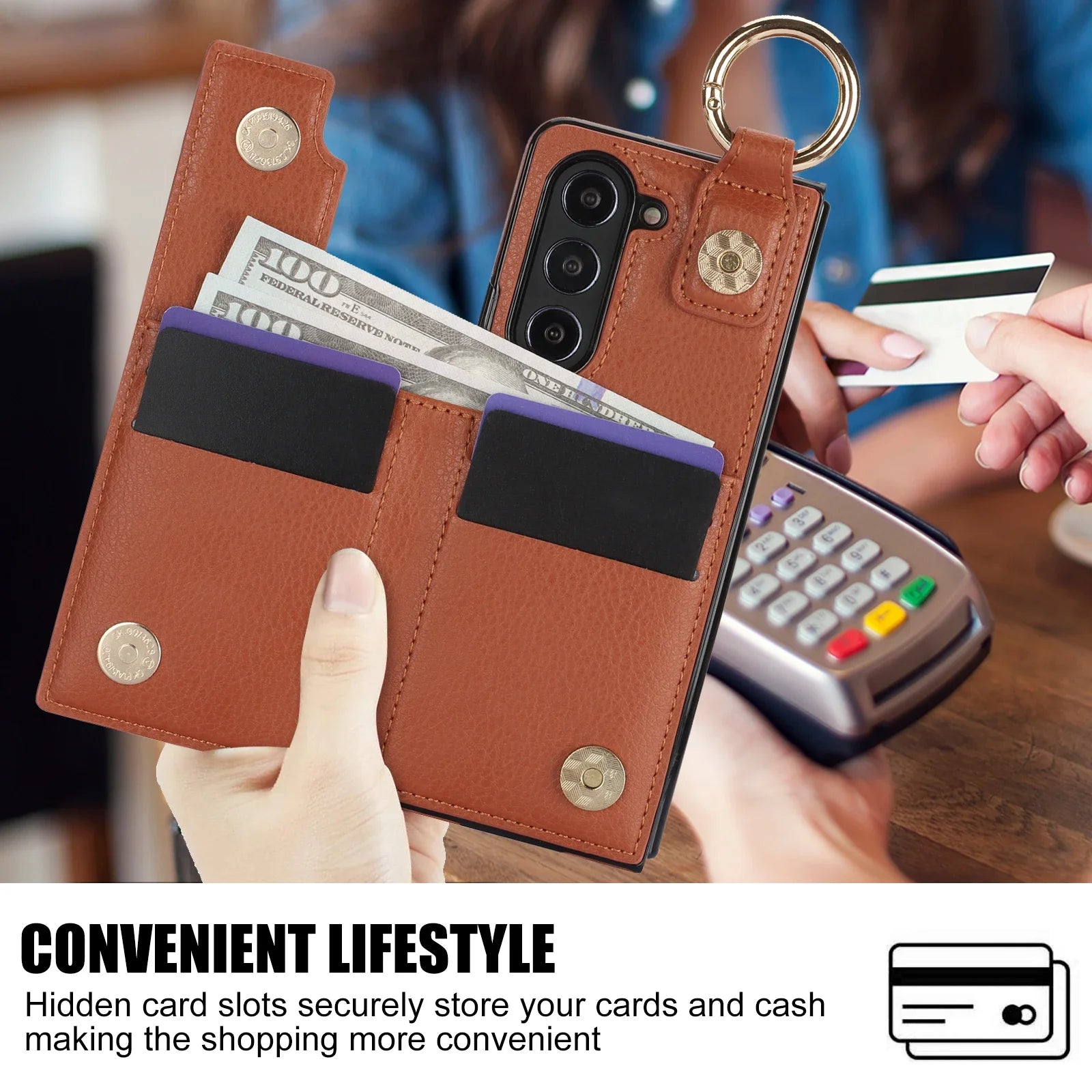 Samsung Galaxy Z Fold 6 PU Leather Wallet Case with S Pen Holder and Card Storage