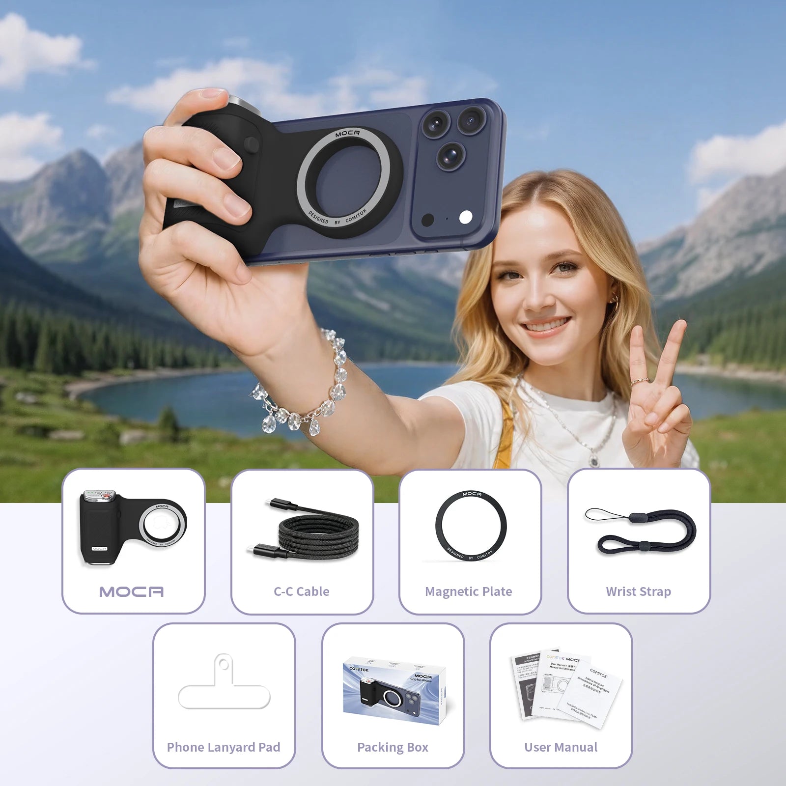 COMITOK MOCA Magnetic Phone Grip With Remote Control