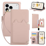 Leather Folio Wallet Case with Strap and Mirror for iPhone 17 Series