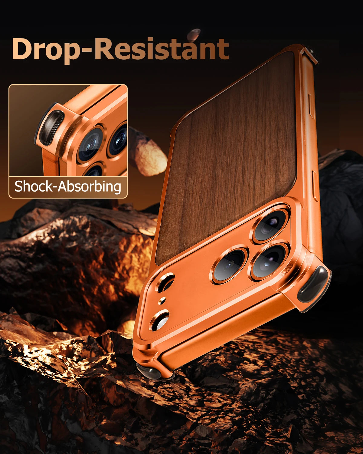 Natural Wood Style Half-Cover Case for iPhone 17 Pro & Pro Max