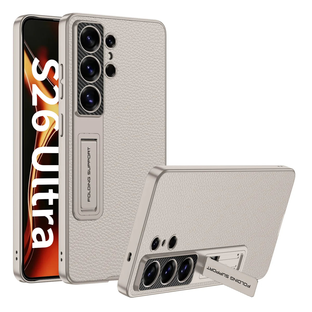 Shockproof Suede Leather Case with Hidden Stand for Samsung Galaxy S26 Ultra