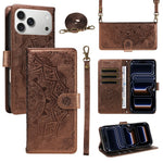 Embossed Datura Leather Wallet Case for iPhone 17 Series