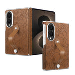 Fashion Embossed Leather Case with Wrist Strap for Samsung Galaxy Z Fold 8