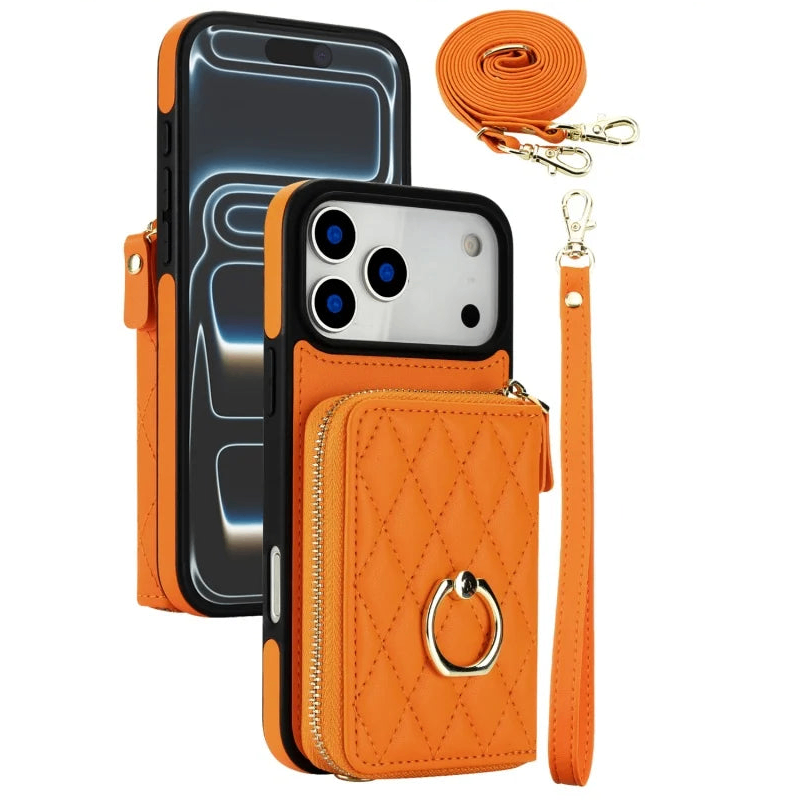 Leather Wallet Phone Case with Adjustable Lanyard for iPhone 17 Series