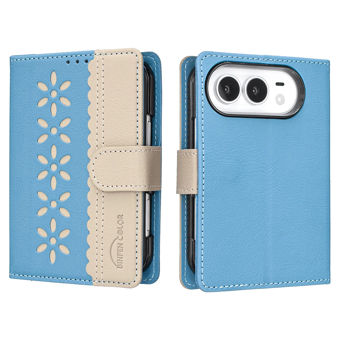 Premium Synthetic Leather Flip Wallet Case with RFID Blocking for iPhone Duo