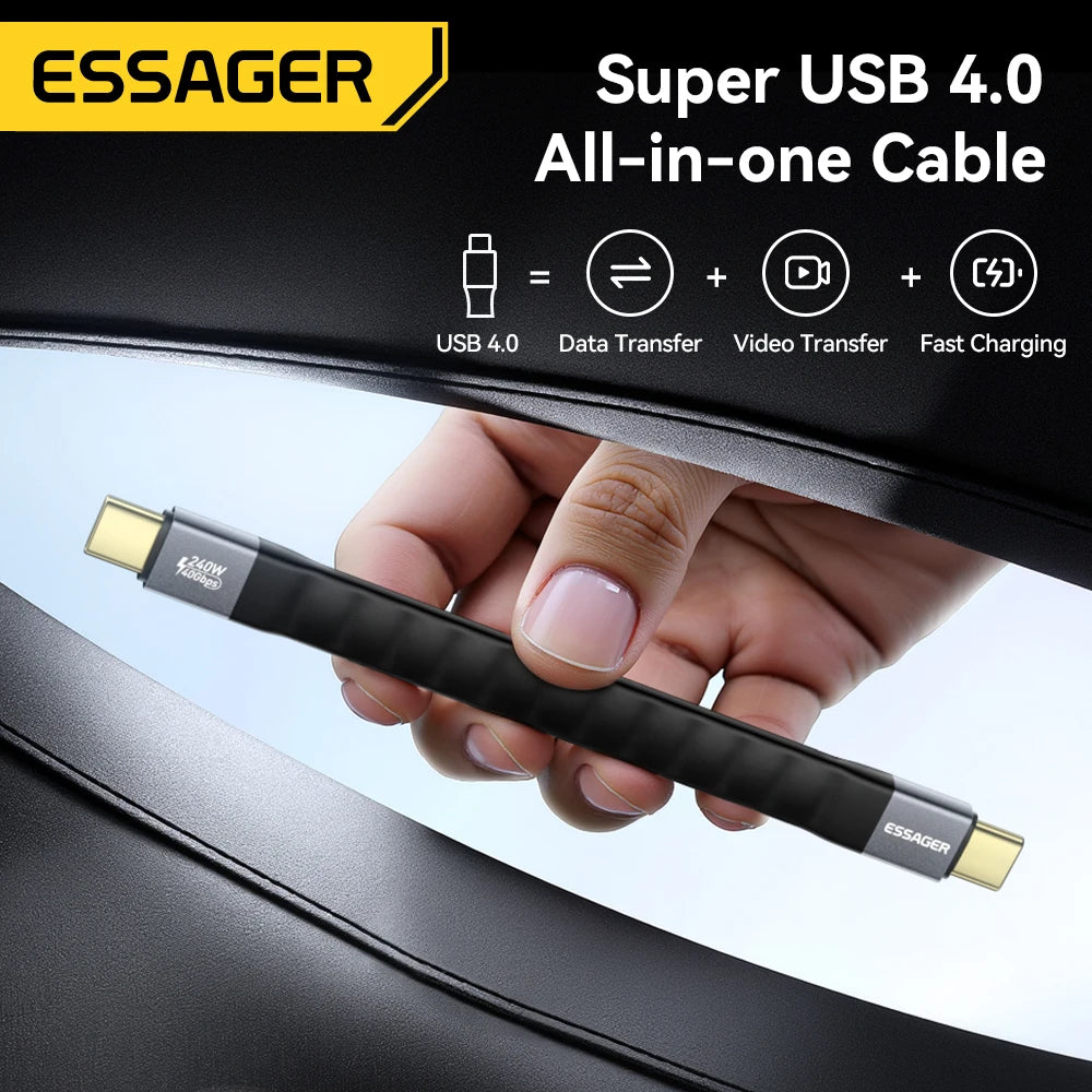 Essager 240W USB4 Type-C Cable with 40Gbps Data and 8K Video Support