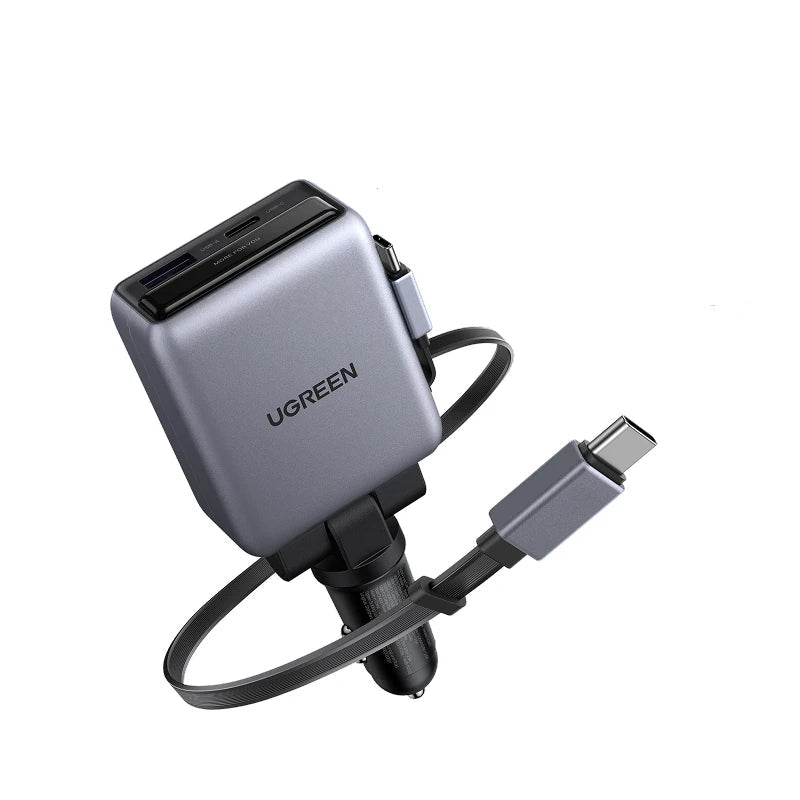 UGREEN 150W Dual Retractable Cable Car Charger