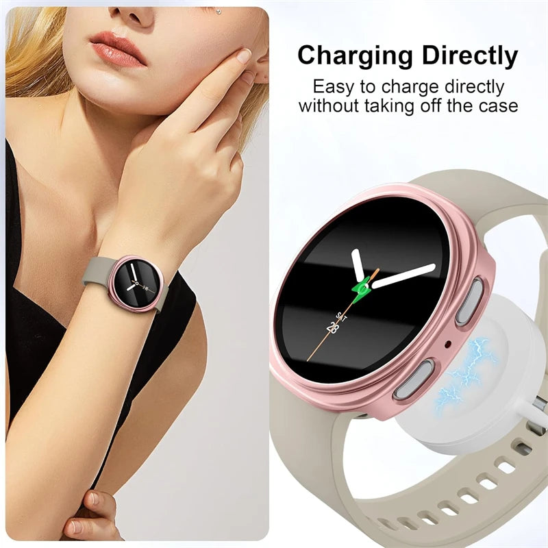 Shockproof PC Case with Tempered Glass Screen Protector for Samsung Galaxy Watch 8