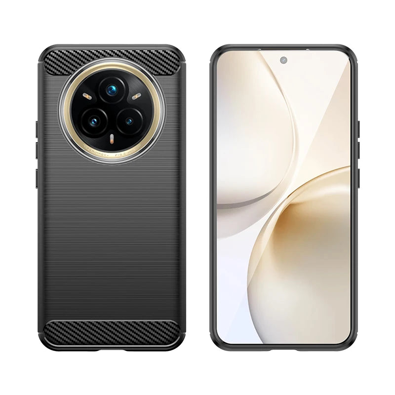 Shockproof Carbon Fiber Pattern Silicone Case for Realme 14 Pro Plus
