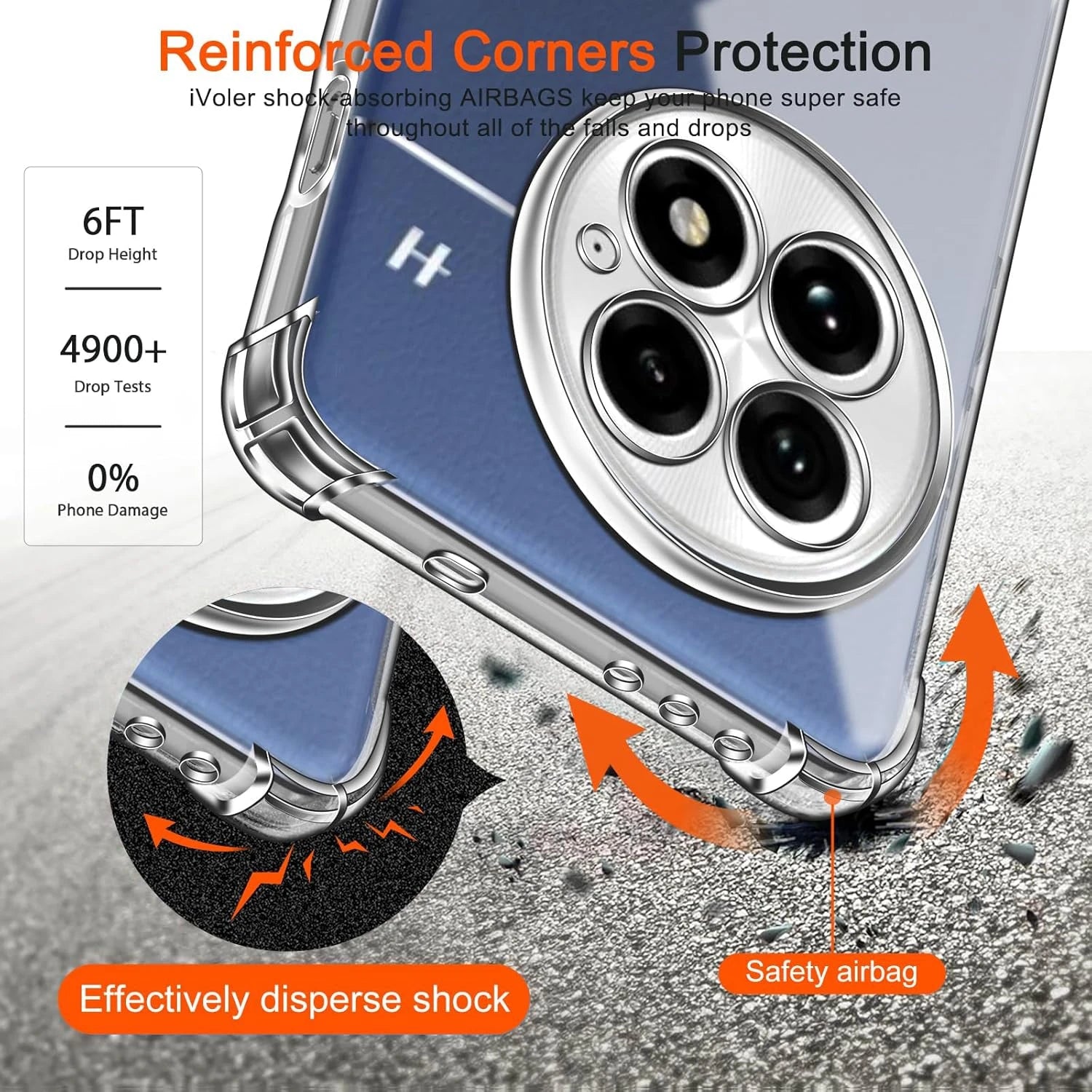 Four-Corner Shockproof TPU Transparent Case for OnePlus 13