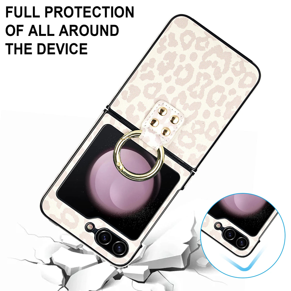 Matte Leather Ring Holder Case for Samsung Galaxy Z Flip 5