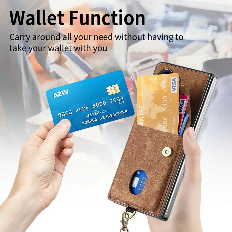 Leather Kickstand Case with Card Pocket for Samsung Galaxy Z Fold 8 Ultra
