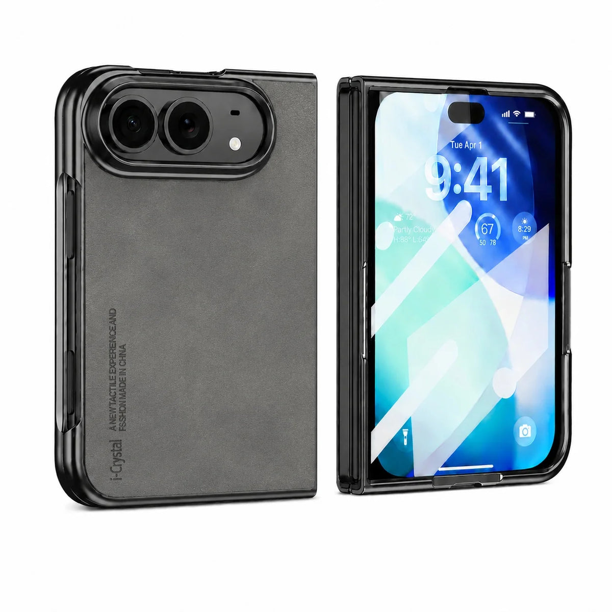 Matte Vegan Leather Case with Camera Protection for iPhone Duo
