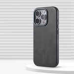 Luxury Business Retro Leather MagSafe Case with Alloy Lens for iPhone 16 Series