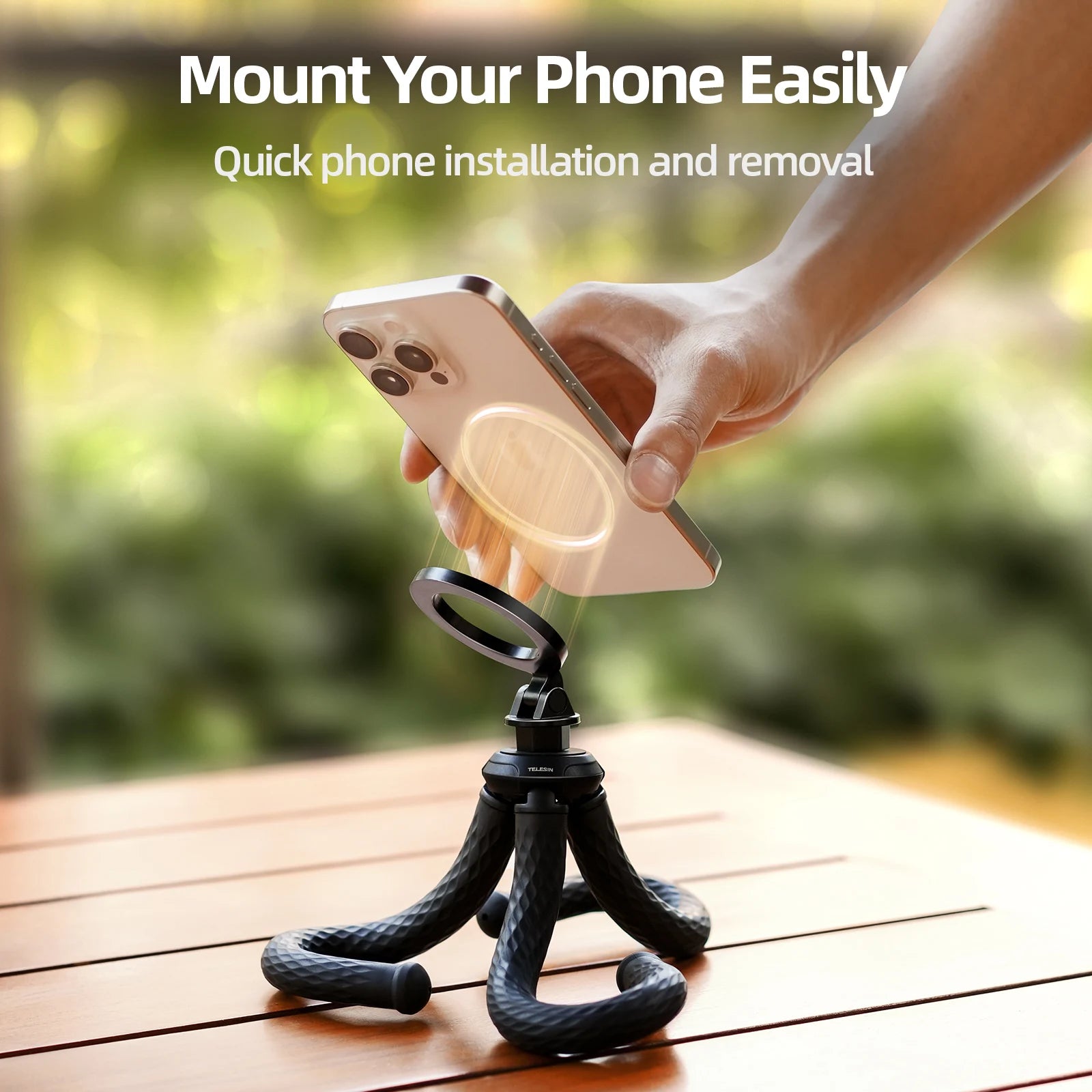 TELESIN Octopus Magnetic Quick Release Tripod – Flexible & Secure
