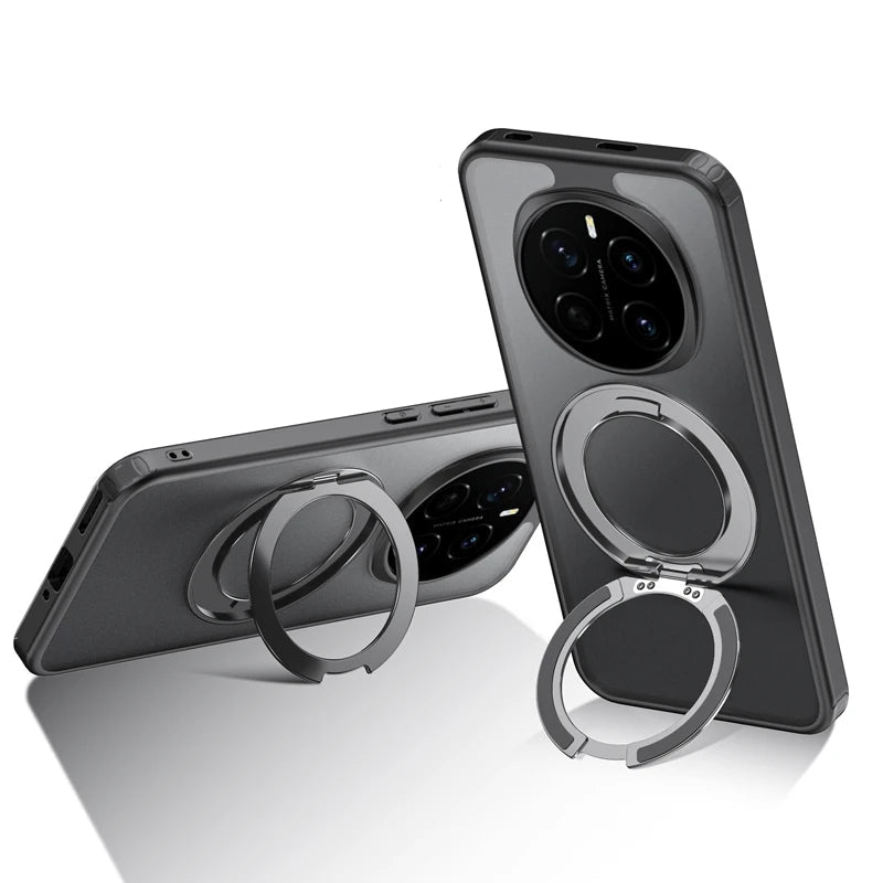 Shockproof Matte Translucent Case with 360° Rotatable Metal Ring Holder for Xiaomi 17 Ultra