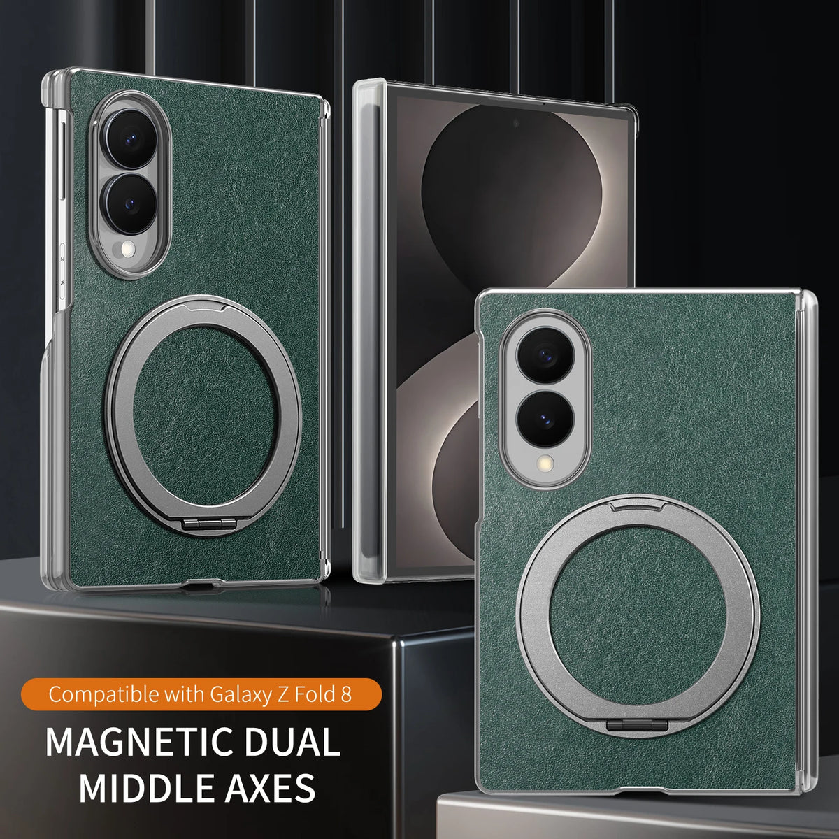Luxury Magnetic Leather Case with 360° Rotating Kickstand for Samsung Galaxy Z Fold 8