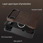 Retro Luxury Genuine Leather MagSafe Case for iPhone 17 Series
