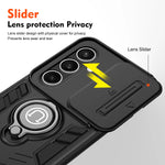 Sliding Camera Shield Case with 360° Rotating Ring Stand for Samsung Galaxy S24 Series