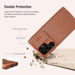 Protective Sliding Camera Leather Flip Case for Samsung Galaxy S25 Series