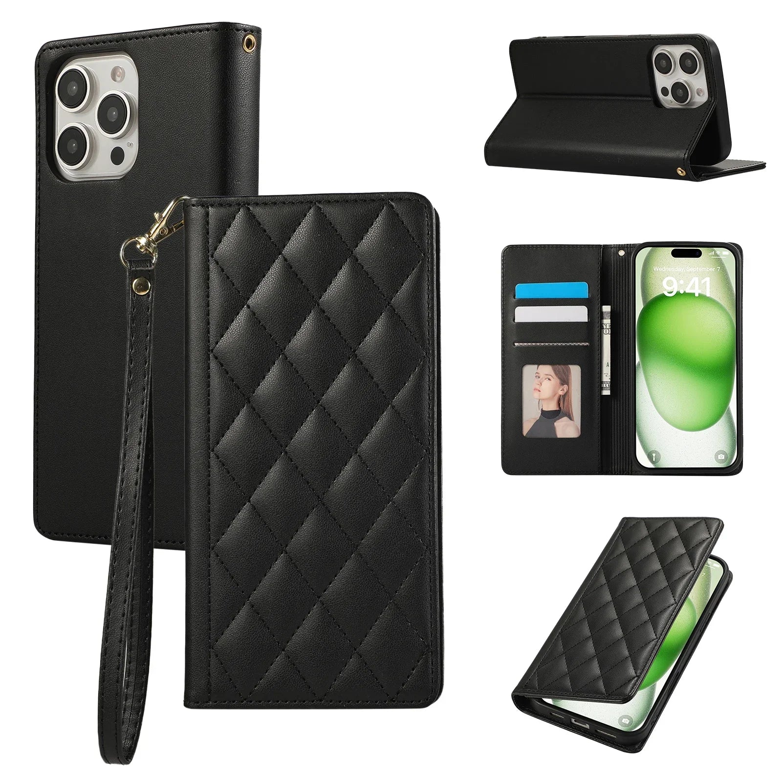 Protective Leather Wallet Case for iPhone 16 Series