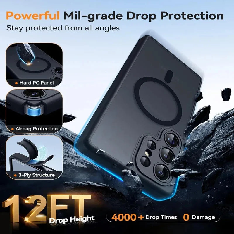 Luxury Frosted Matte Transparent Magnetic Case for Samsung Galaxy S26 Series