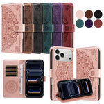 Embossed Datura Leather Wallet Case for iPhone 17 Series