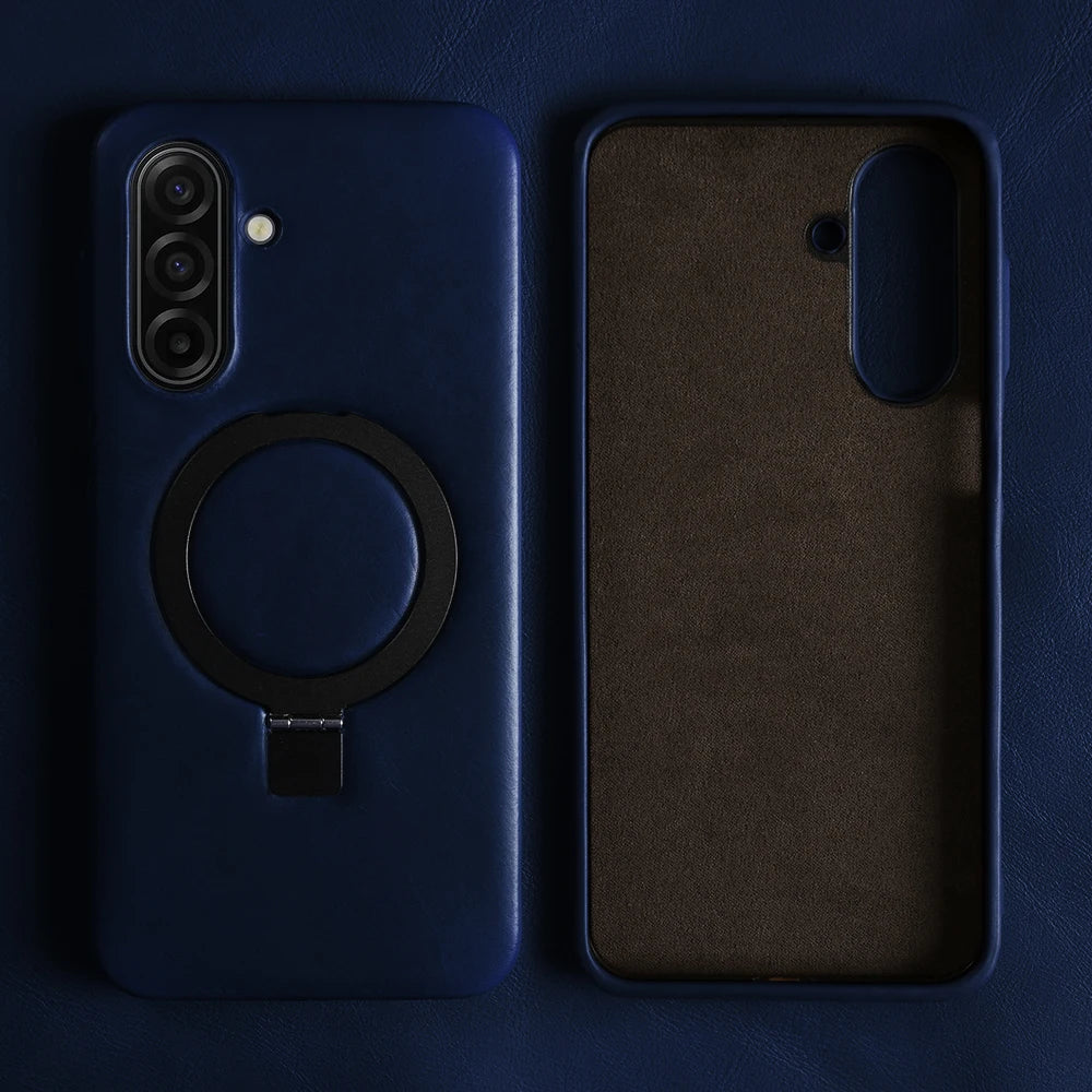 Genuine Leather Case with Ring Stand for Samsung Galaxy A56