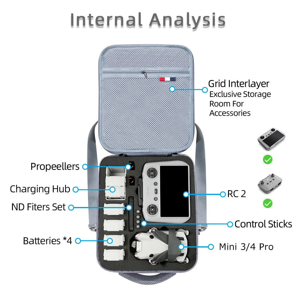 Protective Travel Case for DJI Mini 4 Drone and Controller