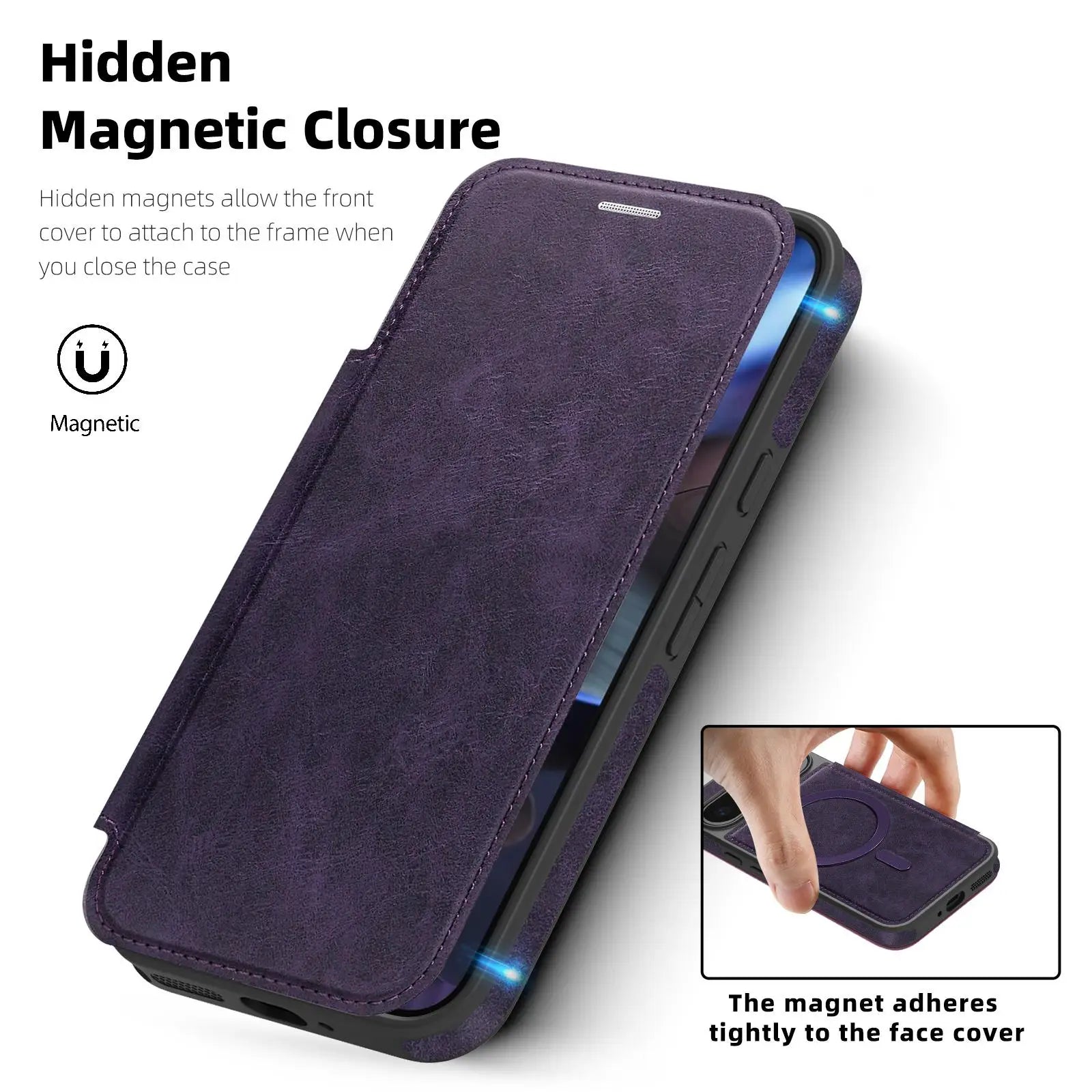 Google Pixel 10 Series Magnetic Leather Flip Case with Card Slot