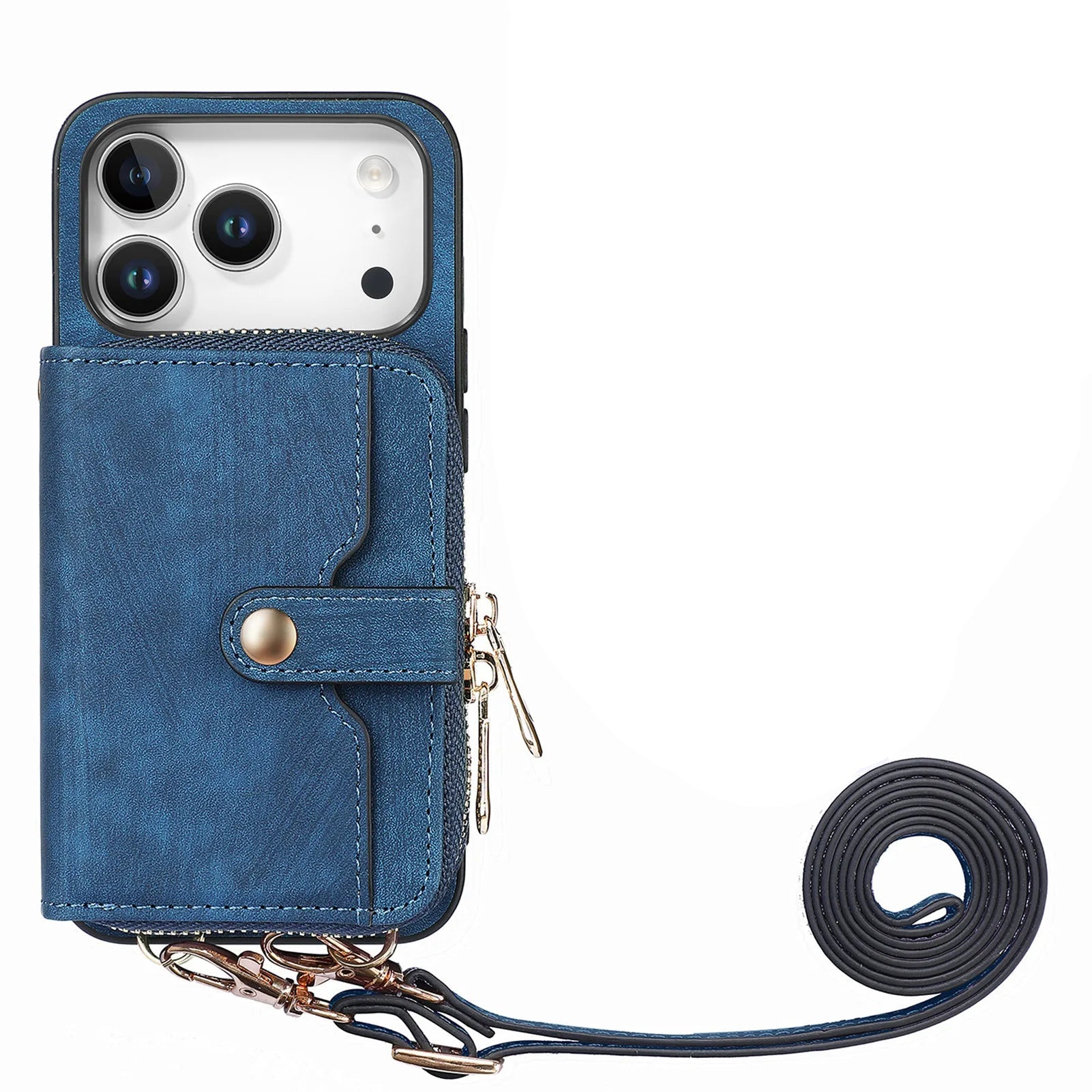 Multi-Functional Crossbody Leather Case with Card Slots & Zipper Pouch for iPhone 17 Series