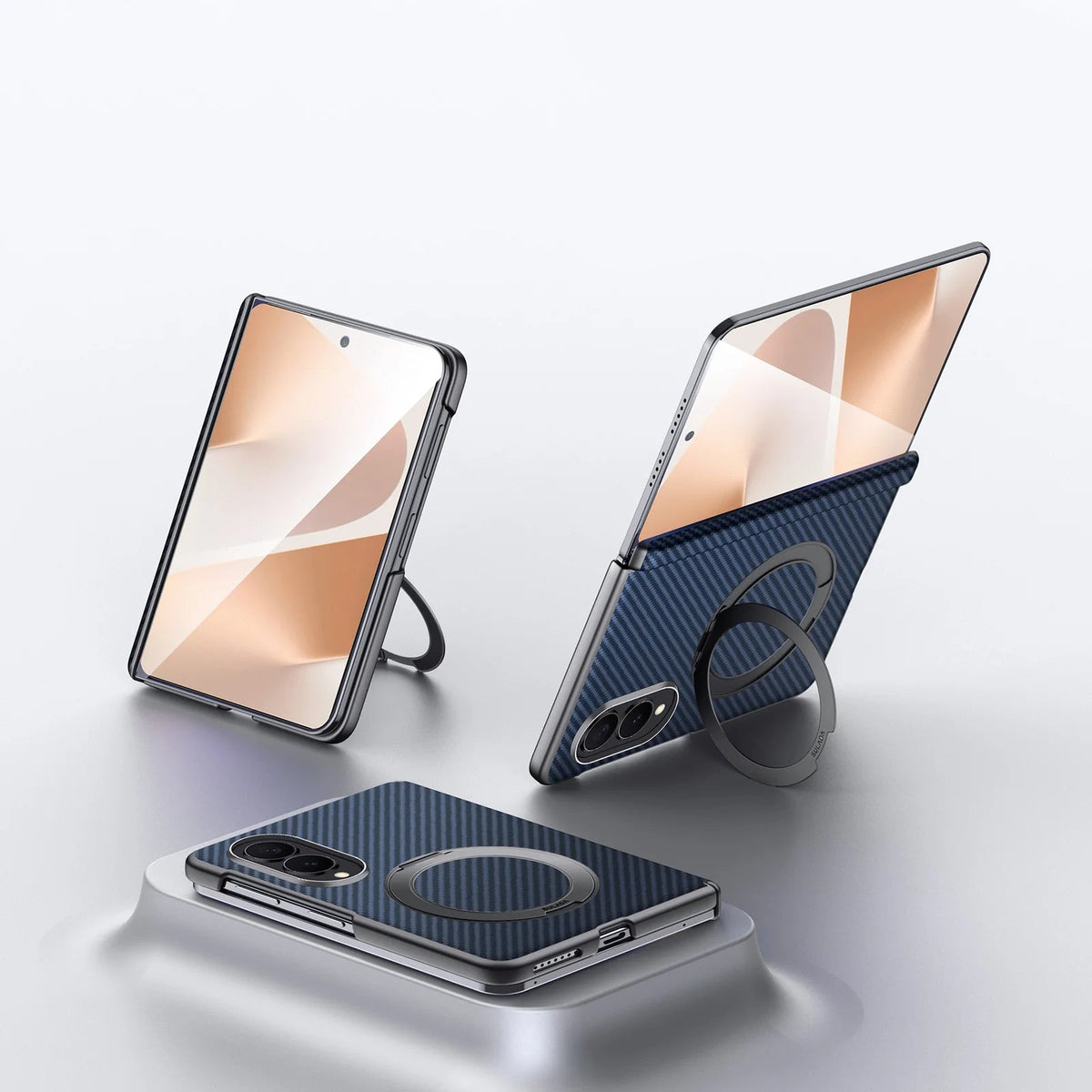 Slim Carbon Fiber Magnetic Case with 360° Rotating Kickstand for Samsung Galaxy Z Fold 8