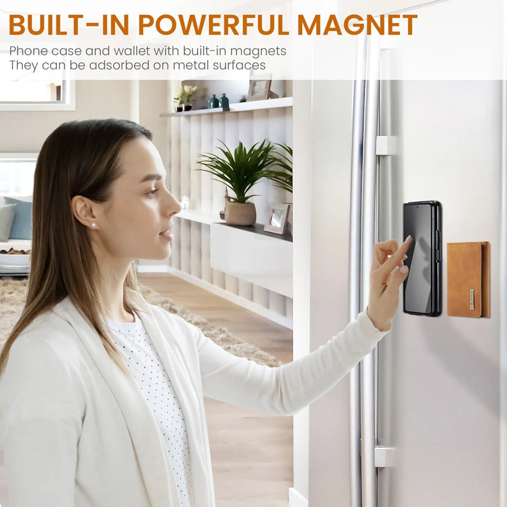 Samsung Galaxy Z Fold 7 Magnetic Leather Wallet Case with Card Slots