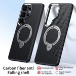 Premium Carbon Fiber Style Magnetic Case with Kickstand for Samsung Galaxy S24 Series
