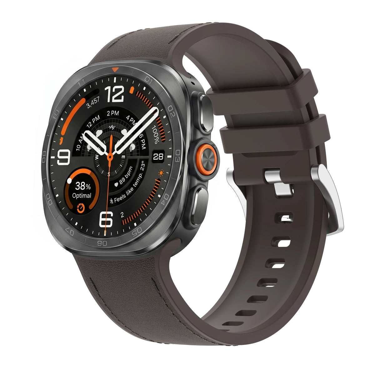 Hybrid Leather and Silicone Watch Band with Quick-Release Connectors for Samsung Galaxy Watch Ultra 2