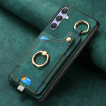 Leather Card Holder Case with 360° Rotating Ring Kickstand for Samsung Galaxy S26 Series