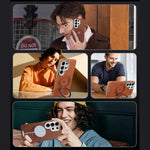 Leather Shockproof Kickstand Case with 360° Rotating Magnetic Ring for Samsung Galaxy S24 Series