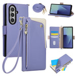 Crossbody Leather Wallet Case with Zipper Card Holder for Samsung Galaxy Z Fold 8 Ultra