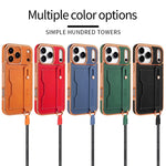 Lychee Grain Leather Crossbody Case with Detachable Neck Strap for iPhone 17 Series