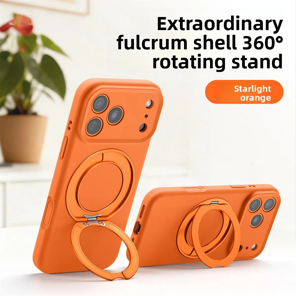 Liquid Silicone MagSafe Case with Rotating Ring Holder for iPhone 17 Series